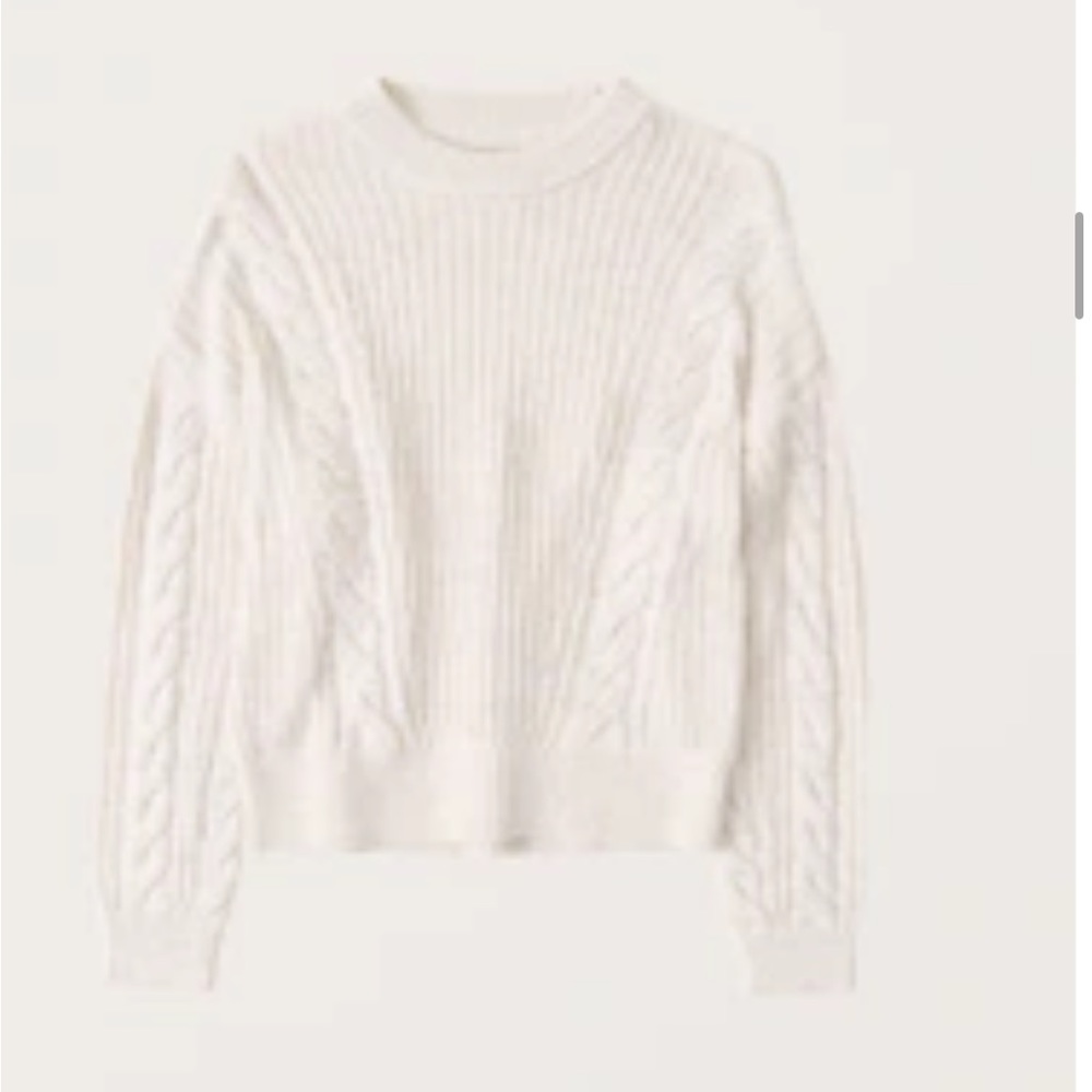 A&F Cream Cableknit Crew Sweater